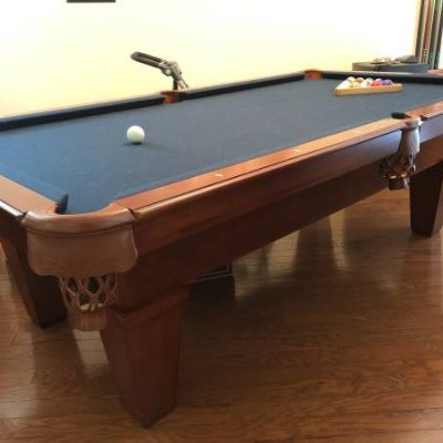 Navy felt pool table